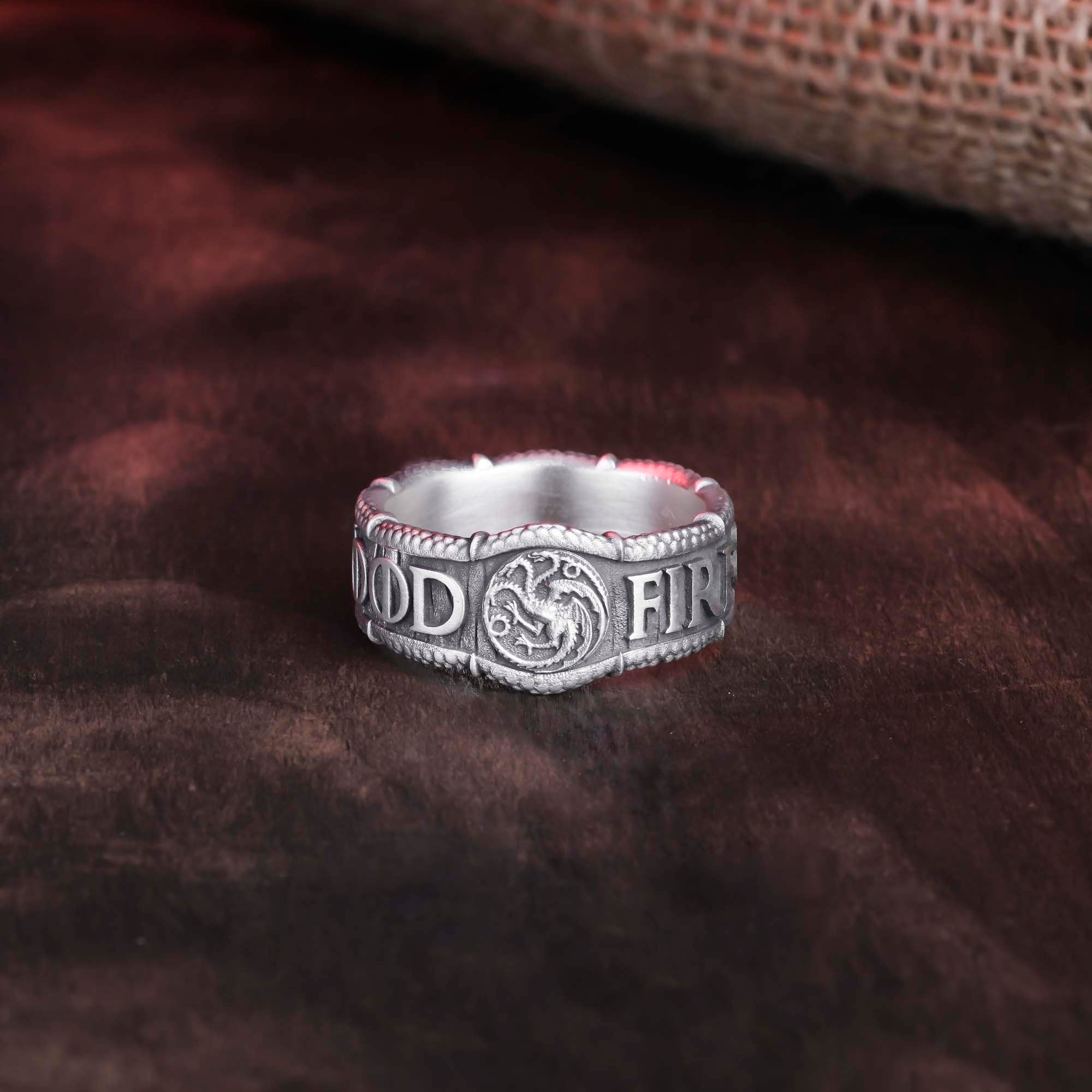 Targaryen Ring, Dragon House Band, Fire and Blood Jewelry, Dragon Scale Band, Epic Saga Accessory, House Of The Dragon