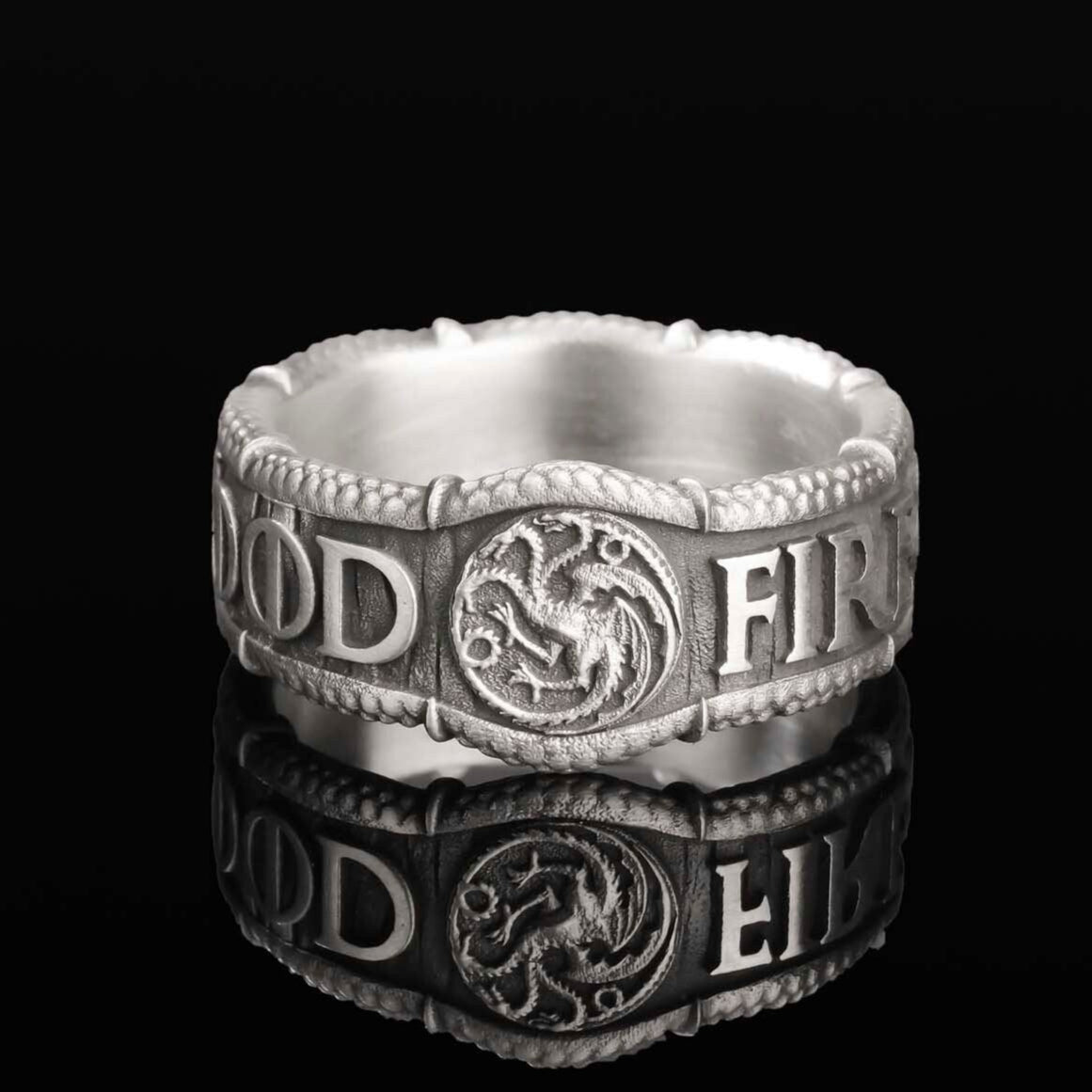 Targaryen Ring, Dragon House Band, Fire and Blood Jewelry, Dragon Scale Band, Epic Saga Accessory, House Of The Dragon