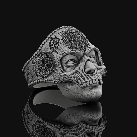 Skull Mandala Ring, Buddism Mehndi, Spiritual Jewelry, Zen Accessory, Enlightenment Ring, Karma Ring, Nirvana Accessory, Mystical Jewelry