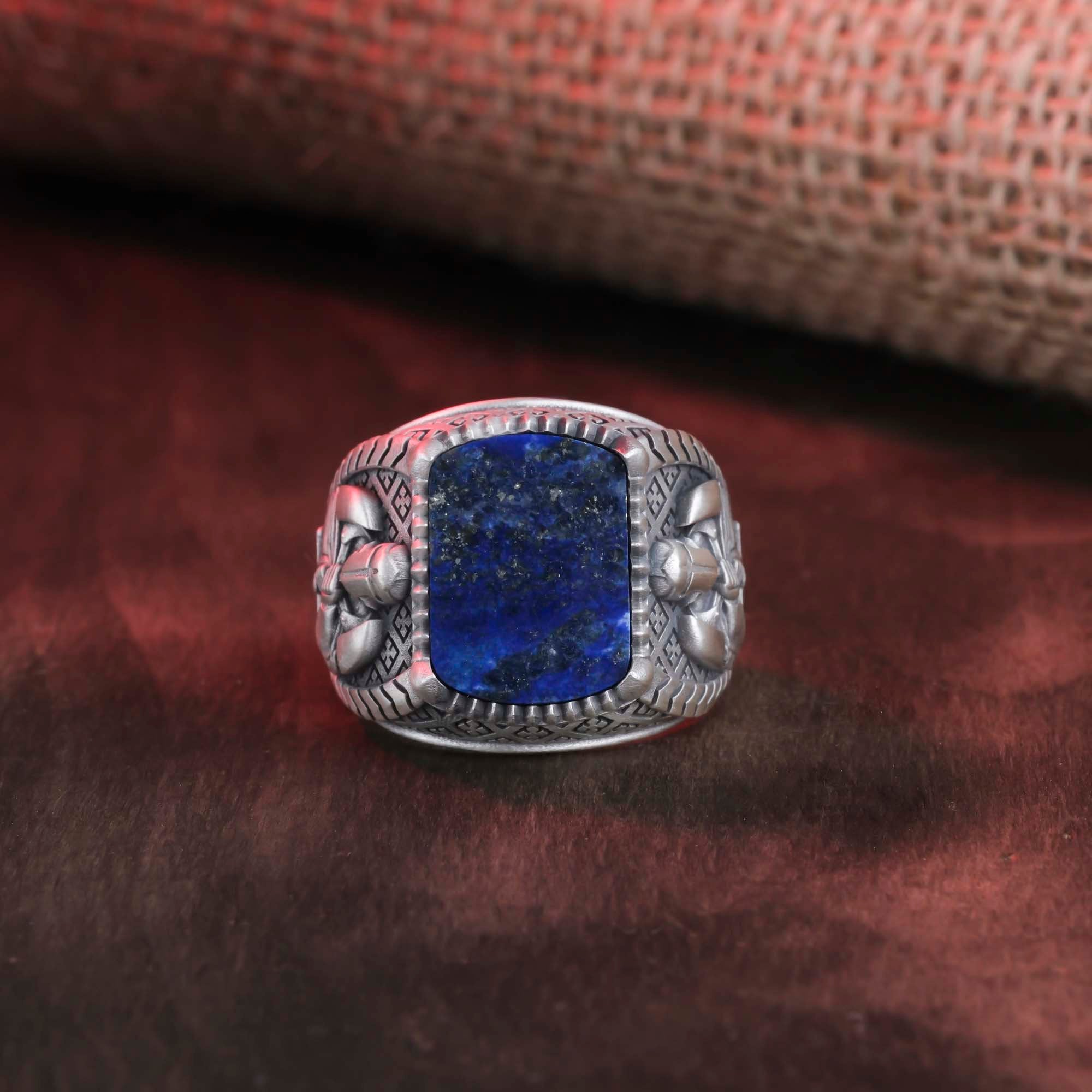 Templar Knight Ring, Gemstone Ring, Cushion Gemstone, Men's Religious, Christian Gift, Knight Jewelry, Crusader Ring, Faith Symbol