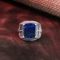 Load image into Gallery viewer, Jesus Ascension Ring, Christian Ring, Men's Gemstone Ring, Religious Gift, Onyx Ring, Lapis Lazuli Ring, Red Agate Ring, Tiger's Eye Ring
