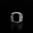 Load image into Gallery viewer, Saint Andrew Ring, Andrew Apostle, Christian Ring, Men's Gemstone, Religious Gift, Cushion Gemstone, Cross Pattern

