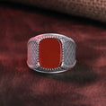 Bild in Galerie-Betrachter laden, Cross Pattern Ring, Gemstone Ring, Cushion Gemstone, Onyx Ring, Red Agate Ring, Tiger's Eye Ring, Lapis Lazuli Ring, Spiritual Jewelry
