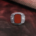 Load image into Gallery viewer, Holy Mother Mary Ring, Men's Gemstone Ring, Religious Gift, Onyx Ring, Red Agate Ring, Tiger's Eye Ring, Lapis Lazuli Ring

