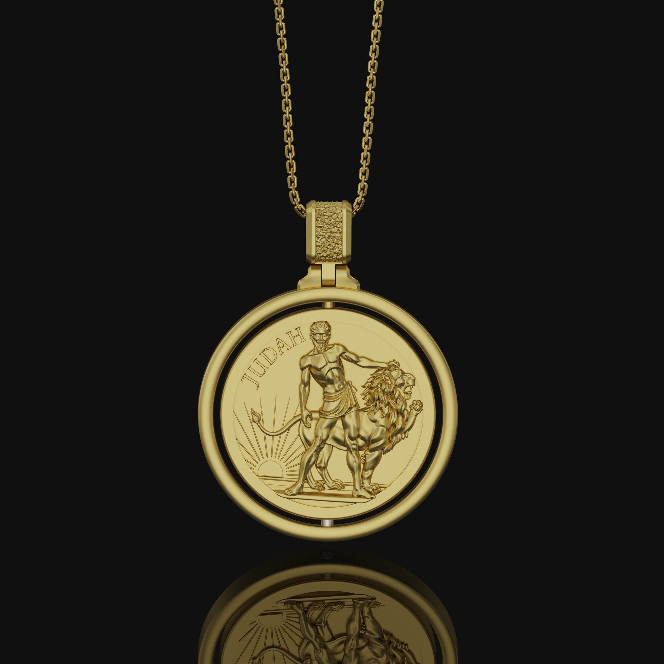 Lion of Judah, Kingdom of Judah, Jerusalem Emblem, Christian Necklace, Christian Symbol, Medallion, Rotating Pendant, Personalized Gift
