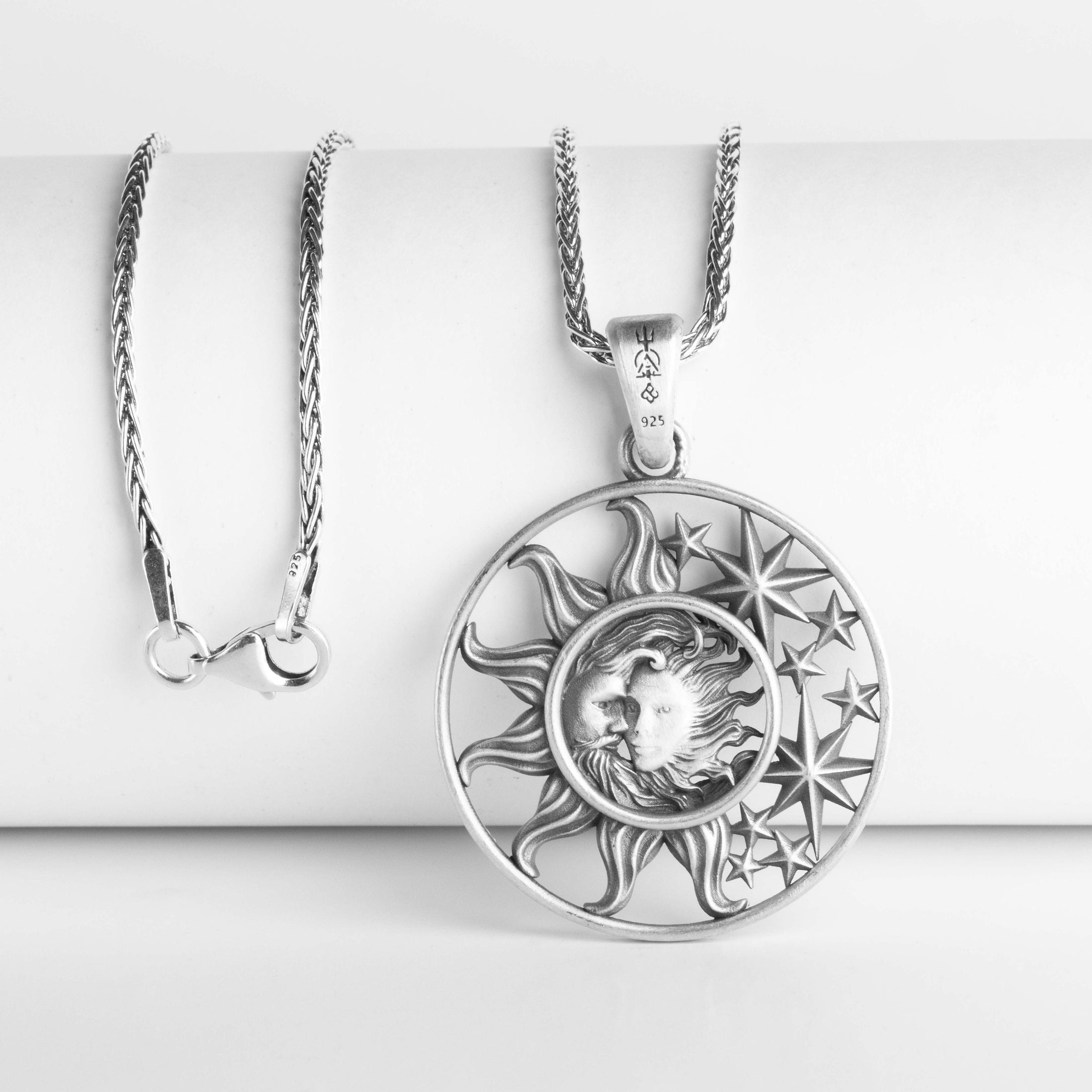 Sun Pendant, Moon Charm, Celestial Jewelry, Sky Medallion, Night and Day, Lunar Necklace, Solar Emblem, Twilight Symbol, Cosmic Jewelry
