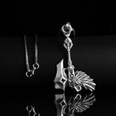 Paladin Hammer, Sword Pendant, Axe Necklace, Knight Accessory, Medieval Jewelry, Warrior Charm, Armory Amulet, Weapon Jewelry Oxidized Finish