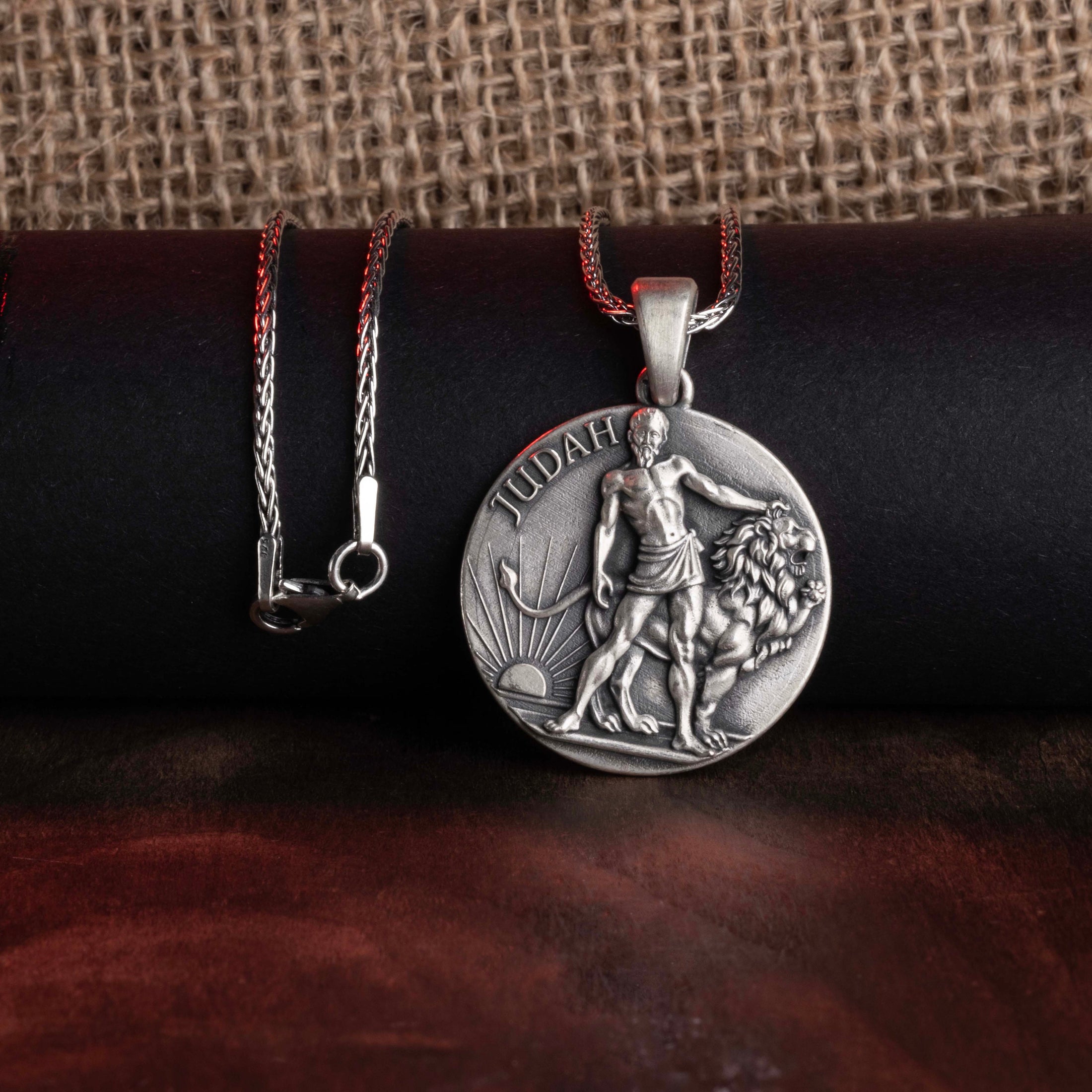 Christian Necklace, Lion of Judah, Coin Pendant, Biblical Symbol, King of Kings, Spiritual Token, Christian Gift Men's, Holy Scripture