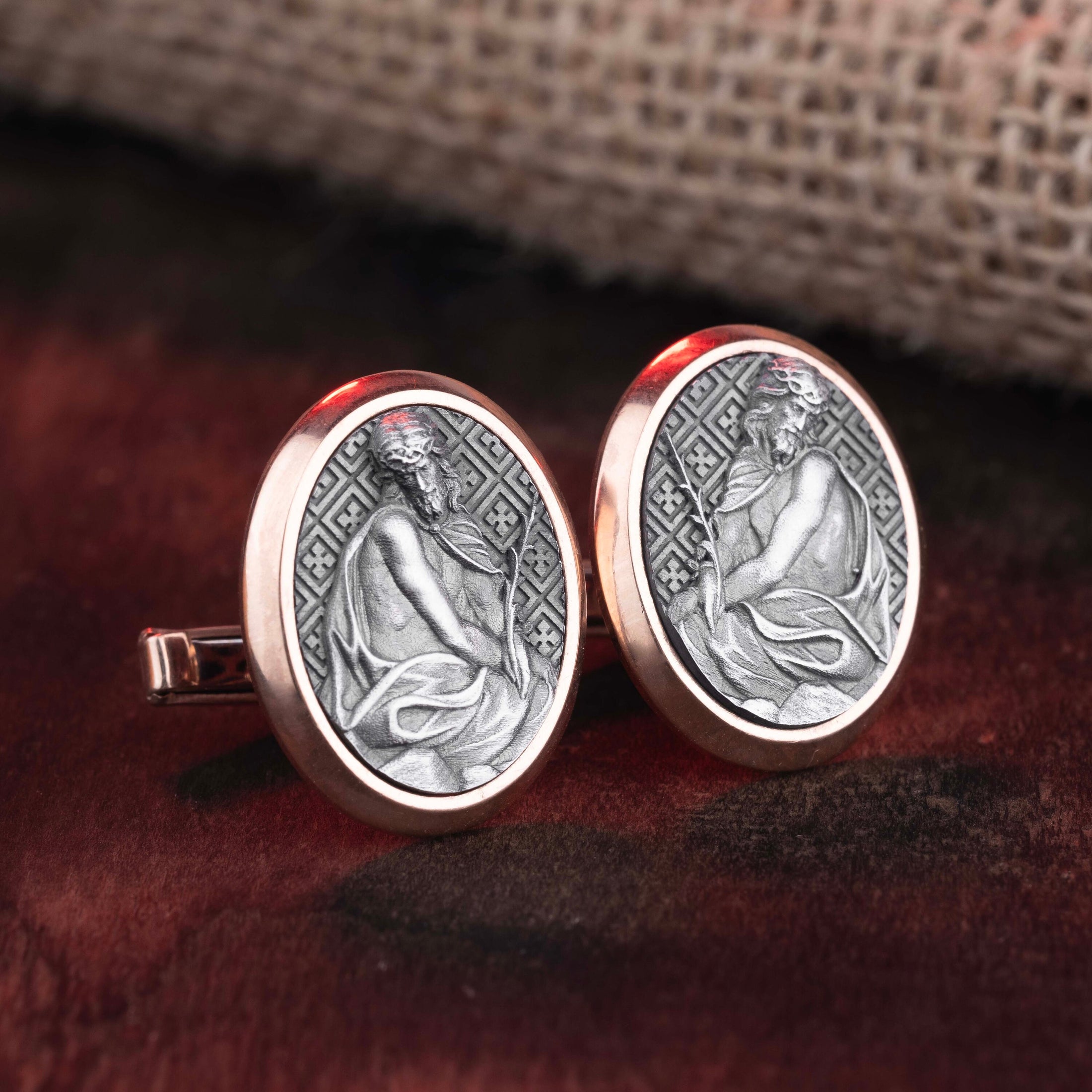 The Pensive Christ, Engraved Cufflinks, Groomsman Gift, Catholic Cufflinks, Religious Cufflinks, Young Christ, Memorial Gift, Christ Worried