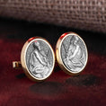 Bild in Galerie-Betrachter laden, The Pensive Christ, Engraved Cufflinks, Groomsman Gift, Catholic Cufflinks, Religious Cufflinks, Young Christ, Memorial Gift, Christ Worried
