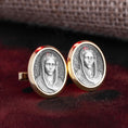 Bild in Galerie-Betrachter laden, Miraculous Medal Cuff Links, Blessed Virgin Mary, Mother Of God, Memorial Gift, Engraved Cufflinks, Catholic Cufflinks, Religious Gift
