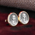 Load image into Gallery viewer, Miraculous Medal Cuff Links, Blessed Virgin Mary, Mother Of God, Memorial Gift, Engraved Cufflinks, Catholic Cufflinks, Religious Gift
