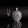 Load image into Gallery viewer, Silver Masonic Emblem, Freemasonry Pendant, Mason Medallion, Master Mason, Craft Jewelry, Secret Society
