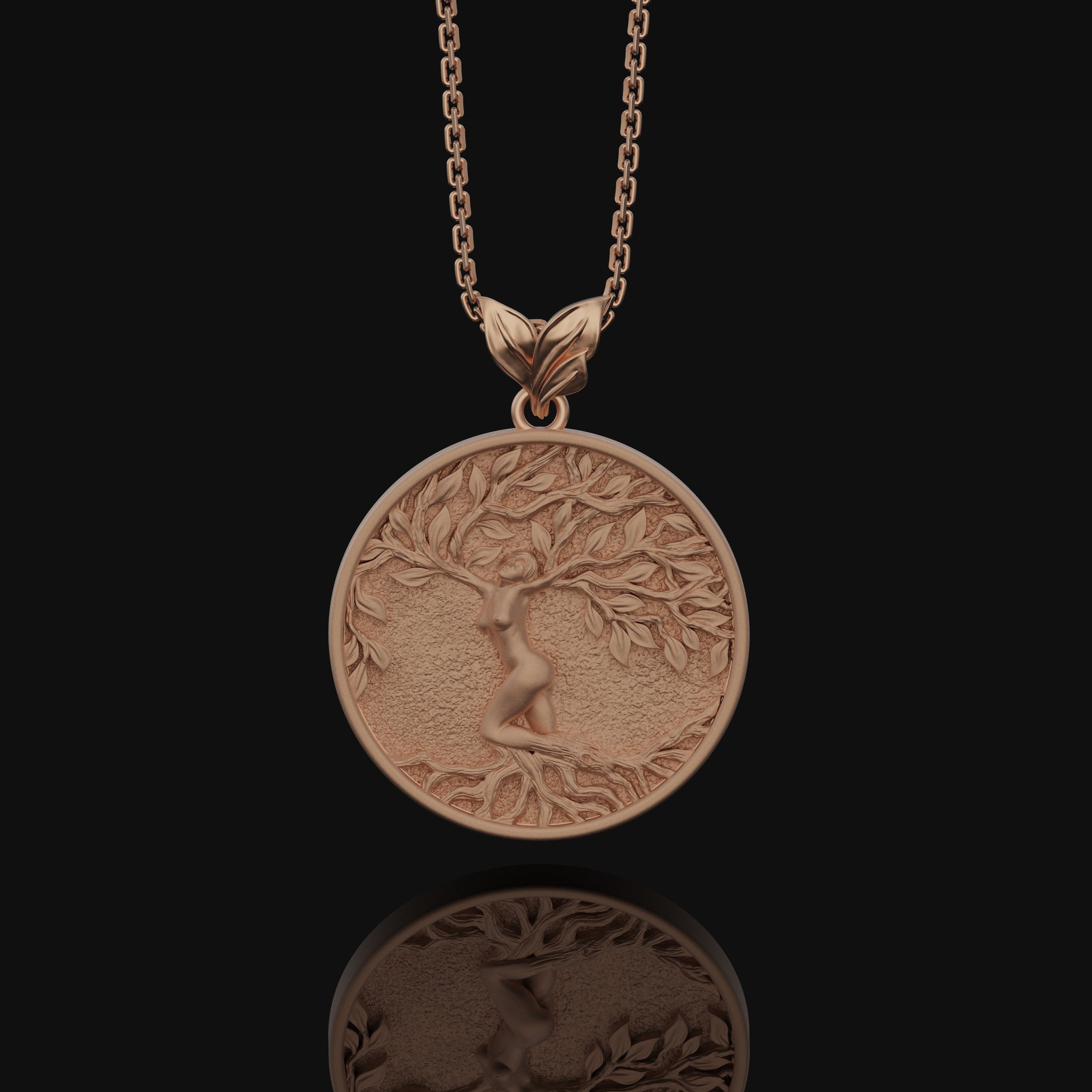 Yggdrasil Tree Of Life Pendant, Norse Mythology Gift, Vikings Asgard, Norse Mythology, Norse Pagan Necklace, Celtic World Tree Rose Gold Matte