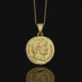 Load image into Gallery viewer, Roman Imperial, Emperor Augustus Coin, SPQR, Numismatics, Christianity, Ancient Coin, Roman Artifact, Christmas Gift, Historical Gift Gold Finish
