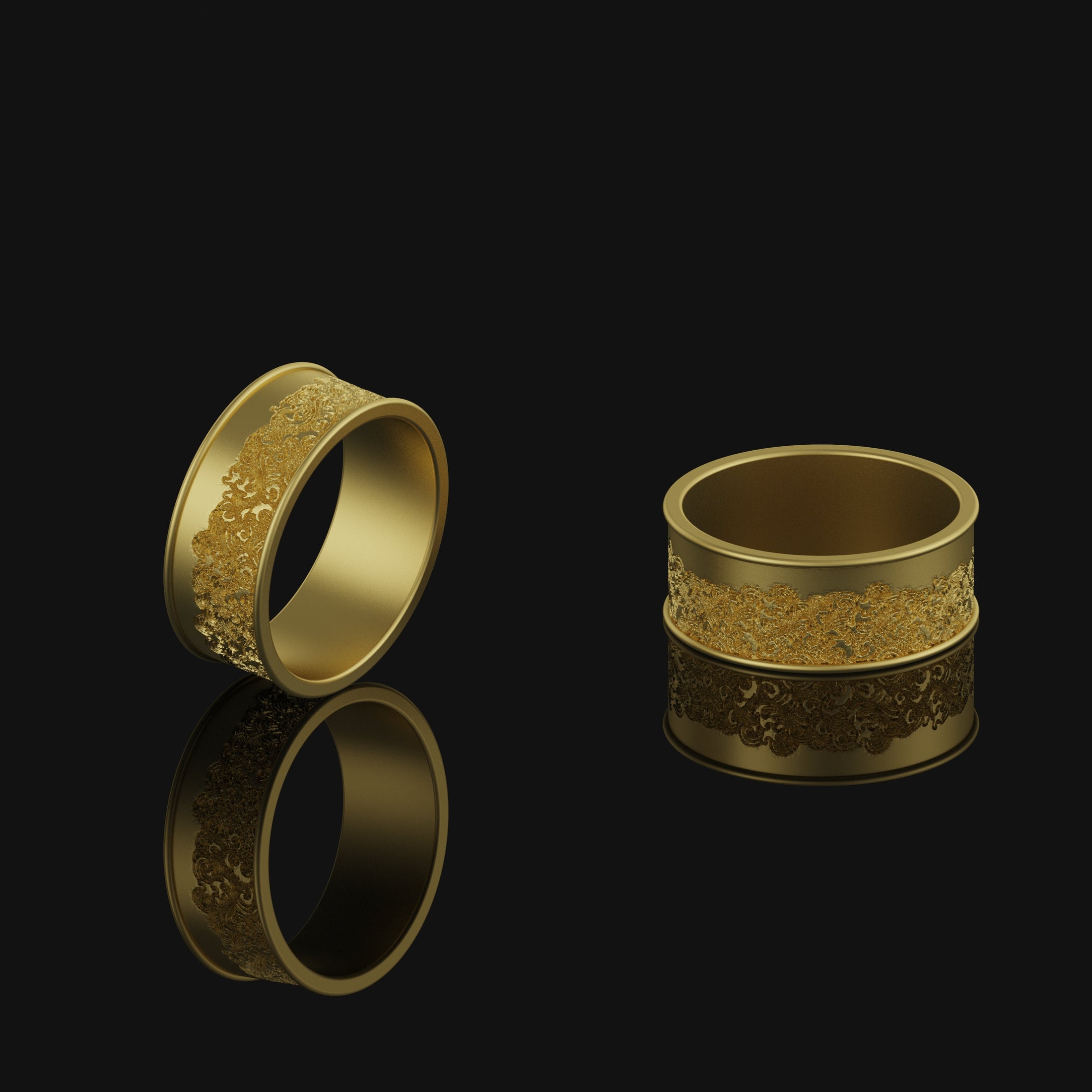 Sea Waves Band - Engravable Gold Finish