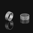 Load image into Gallery viewer, Wave Ring, Silver Engraved Ring, Mens Band Wave Pattern Ring, Ring for Men, Geometric Style Vintage Ring, Gift for Him
