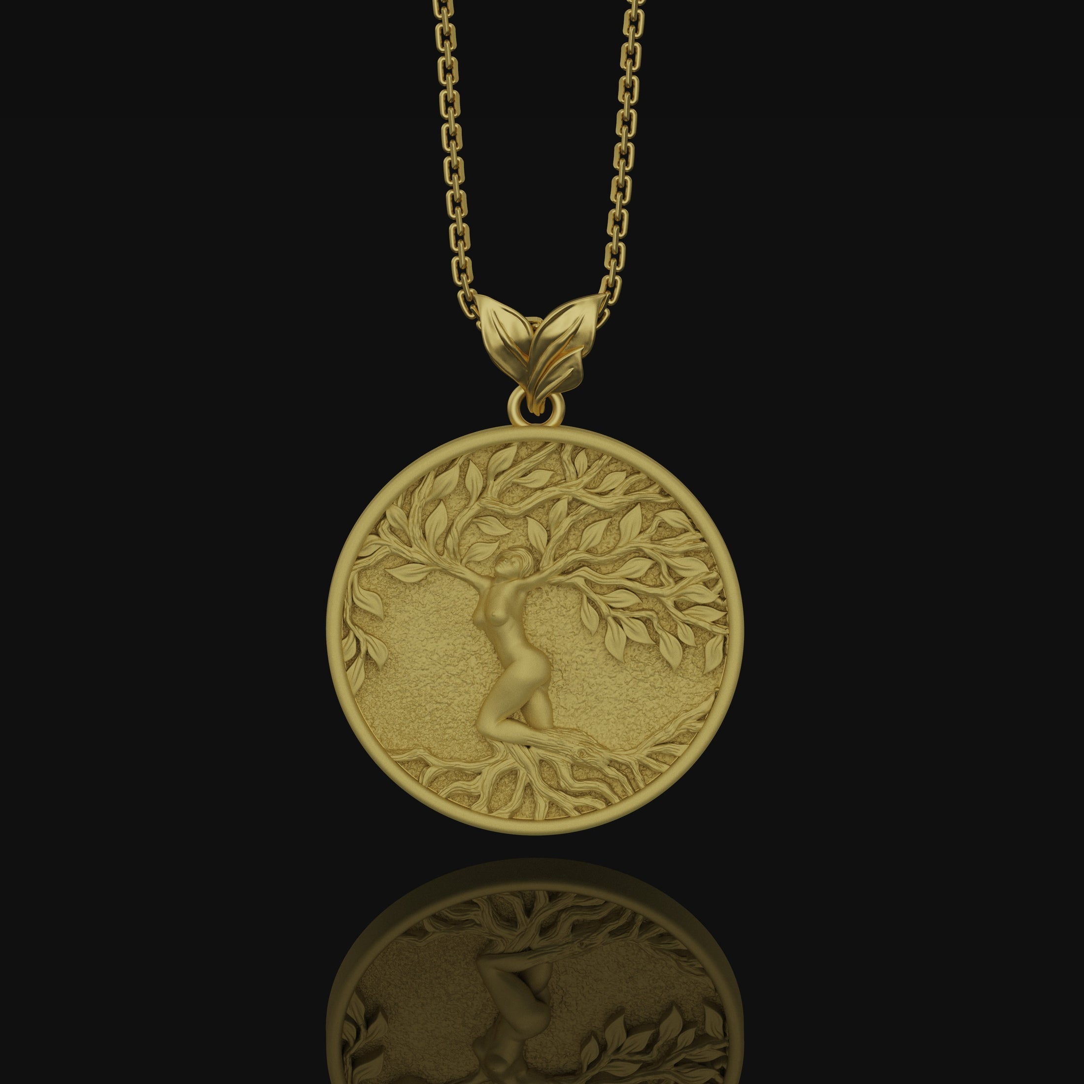 Yggdrasil Tree Of Life Pendant, Norse Mythology Gift, Vikings Asgard, Norse Mythology, Norse Pagan Necklace, Celtic World Tree Gold Matte