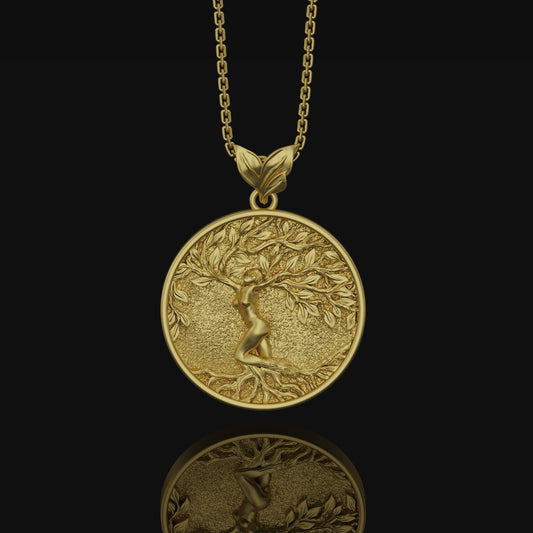 Yggdrasil Tree Of Life Pendant, Norse Mythology Gift, Vikings Asgard, Norse Mythology, Norse Pagan Necklace, Celtic World Tree Gold Finish