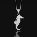 Load image into Gallery viewer, Origami Seahorse Necklace, Silver Geometric Necklace, Girlfriend Gift, Origami Jewelry, Ocean Themed Jewelry, Christmas Gift, Hippocampus Polished Finish
