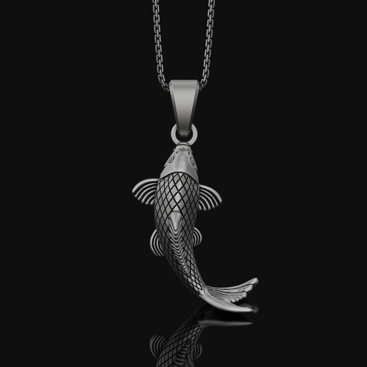 Japanese Koi Fish, Japanese Fish, Koi Fish Necklace, Christmas Gift For Her, Fish, Japanese Koi Fish Pendant, Women's Necklace Oxidized Finish