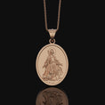 Load image into Gallery viewer, Saint Rochus Necklace, Dog Protection, Christmas Gift, Personalized Gift, Silver Medallion, Christian Jewelry, Vintage Religious Necklace Rose Gold Finish
