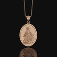 Bild in Galerie-Betrachter laden, Saint Rochus Necklace, Dog Protection, Christmas Gift, Personalized Gift, Silver Medallion, Christian Jewelry, Vintage Religious Necklace Rose Gold Finish
