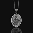 Load image into Gallery viewer, Saint Rochus Necklace, Dog Protection, Christmas Gift, Personalized Gift, Silver Medallion, Christian Jewelry, Vintage Religious Necklace Oxidized Finish
