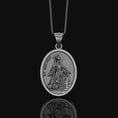 Bild in Galerie-Betrachter laden, Saint Rochus Necklace, Dog Protection, Christmas Gift, Personalized Gift, Silver Medallion, Christian Jewelry, Vintage Religious Necklace Oxidized Finish
