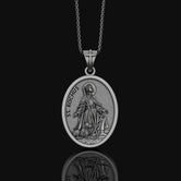 Saint Rochus Necklace, Dog Protection, Christmas Gift, Personalized Gift, Silver Medallion, Christian Jewelry, Vintage Religious Necklace Oxidized Finish