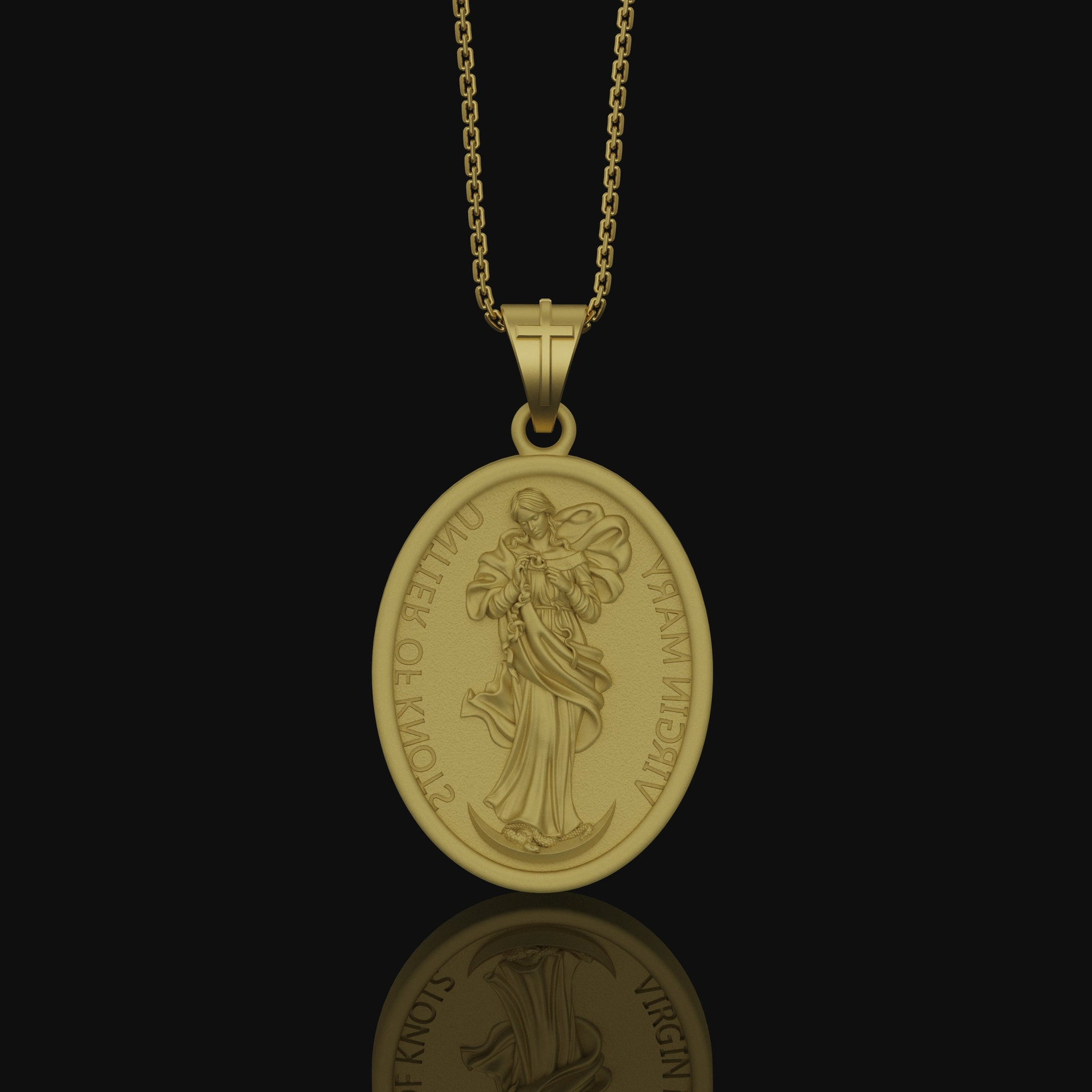 Mary Untier of Knots, Our Lady, Virgin Mary Medal, Virgin Mary, Catholic Gift, Catholic Medals, Confirmation Gift, Christian Jewelry Gold Matte