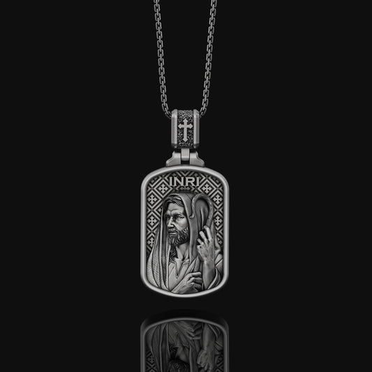 Jesus Pendant, Christian Gift, INRI Medal, Good Shepherd, Jesus Necklace, Lord Is My Shepherd, Faith Love Religious