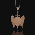 Bild in Galerie-Betrachter laden, Gods Warrior Medal, Saint Michael, Spiritual Protection from Satan Medallion, St Michael Pendant, Quis Ut Deus, St Michael Archangel Rose Gold Matte
