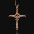 Bild in Galerie-Betrachter laden, Gothic Cross Necklace, Christmas Gift, Biomechanical Cross, Men's Gothic Jewelry, Women's Cross, Gothic Christian Gift Rose Gold Finish
