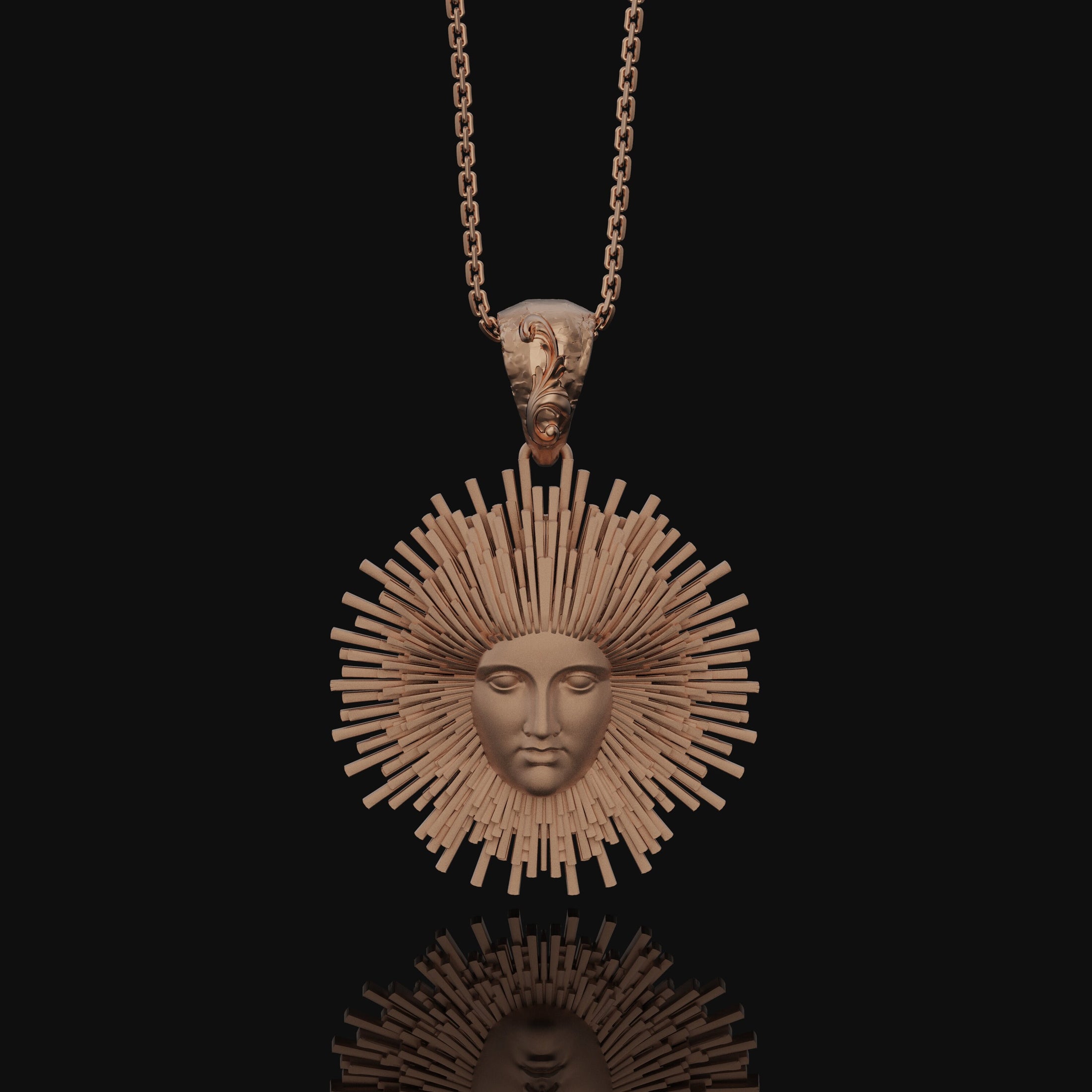 Greek Pendant, Helios Necklace, Sun God, God Of The Sun, Vergina Sun Pendant, Greek God, Silver Sun Pendant, Gold Sun Pendant Rose Gold Matte