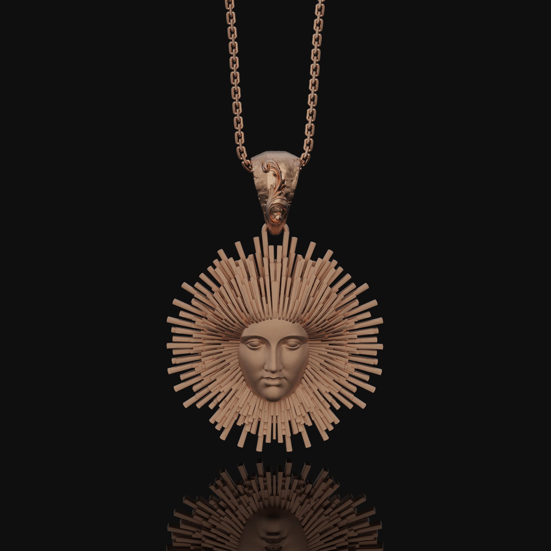 Greek Pendant, Helios Necklace, Sun God, God Of The Sun, Vergina Sun Pendant, Greek God, Silver Sun Pendant, Gold Sun Pendant Rose Gold Matte