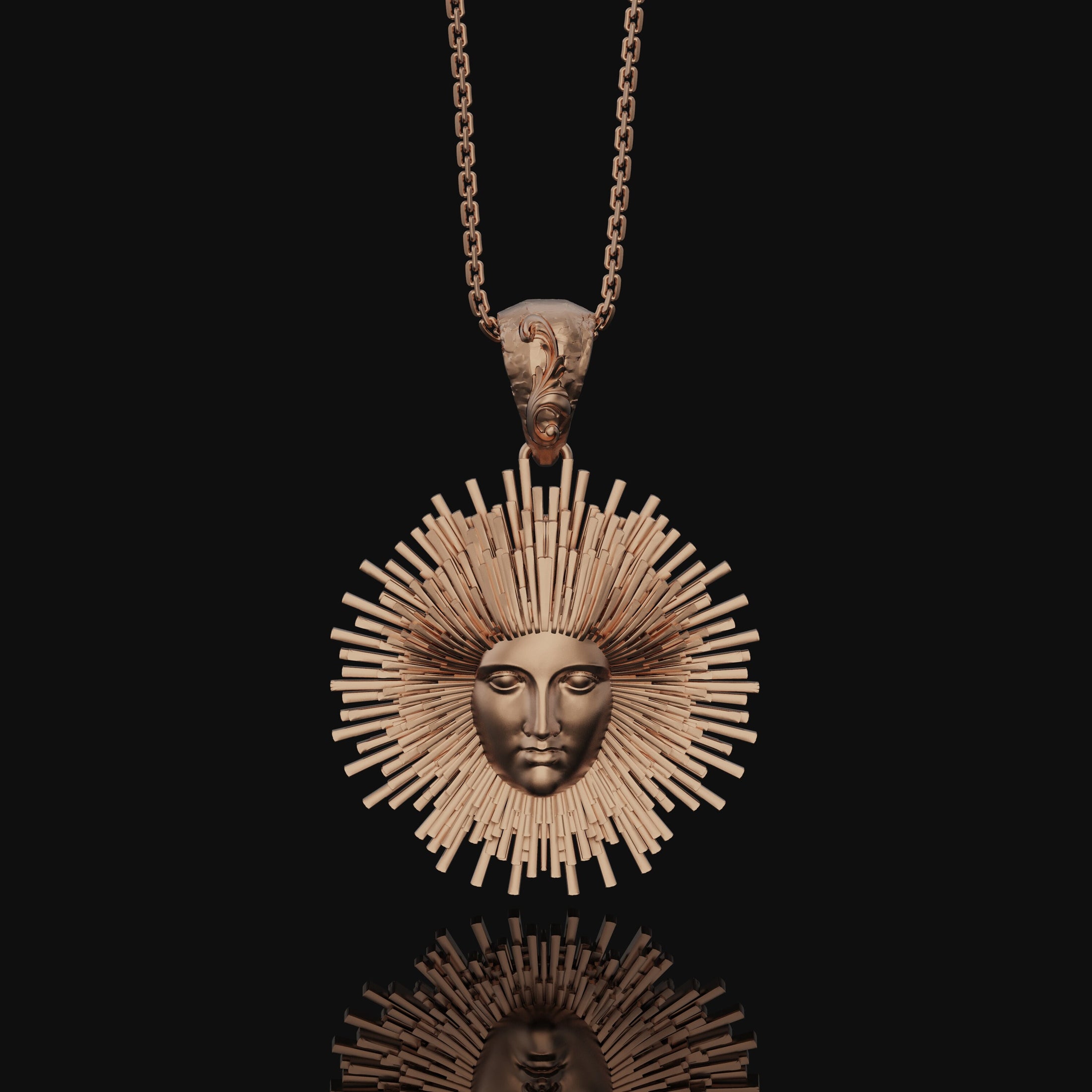 Greek Pendant, Helios Necklace, Sun God, God Of The Sun, Vergina Sun Pendant, Greek God, Silver Sun Pendant, Gold Sun Pendant Rose Gold Finish