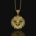 Load image into Gallery viewer, Greek Pendant, Helios Necklace, Sun God, God Of The Sun, Vergina Sun Pendant, Greek God, Silver Sun Pendant, Gold Sun Pendant Gold Finish
