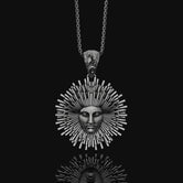 Greek Pendant, Helios Necklace, Sun God, God Of The Sun, Vergina Sun Pendant, Greek God, Silver Sun Pendant, Gold Sun Pendant Oxidized Finish
