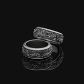 Phoenix Engraved Rotating Wedding Band Ring - Customizable Polished, Gold, Rose Gold, Matte Finishes, Engraving, Personalized Gift