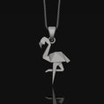 Load image into Gallery viewer, Silver Origami Flamingo Necklace Gift for her, Geometric Necklace, Bird Charm, Flamingo Pendant, Christmas Gift, Origami Animal
