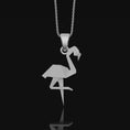 Load image into Gallery viewer, Silver Origami Flamingo Necklace Gift for her, Geometric Necklace, Bird Charm, Flamingo Pendant, Christmas Gift, Origami Animal Polished Matte
