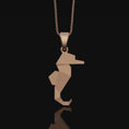 Load image into Gallery viewer, Origami Seahorse Necklace, Silver Geometric Necklace, Girlfriend Gift, Origami Jewelry, Ocean Themed Jewelry, Christmas Gift, Hippocampus Rose Gold Matte
