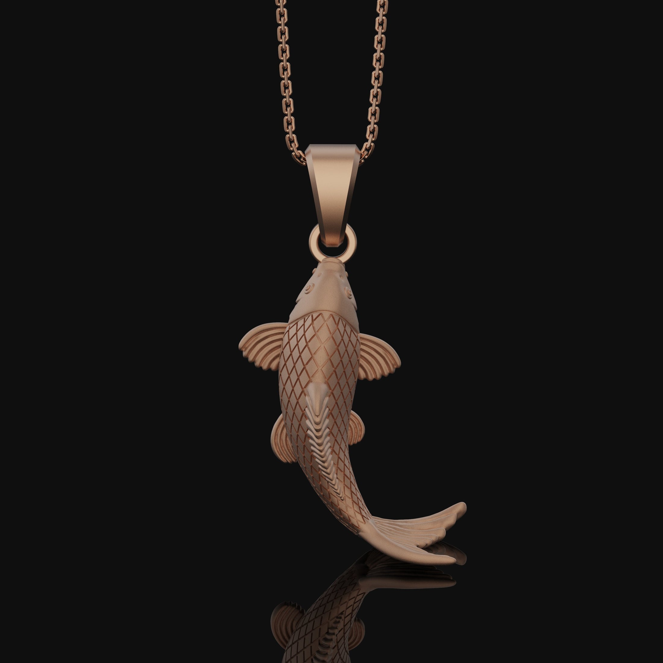 Japanese Koi Fish, Japanese Fish, Koi Fish Necklace, Christmas Gift For Her, Fish, Japanese Koi Fish Pendant, Women's Necklace Rose Gold Matte