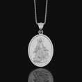 Load image into Gallery viewer, Saint Rochus Necklace, Dog Protection, Christmas Gift, Personalized Gift, Silver Medallion, Christian Jewelry, Vintage Religious Necklace Polished Finish
