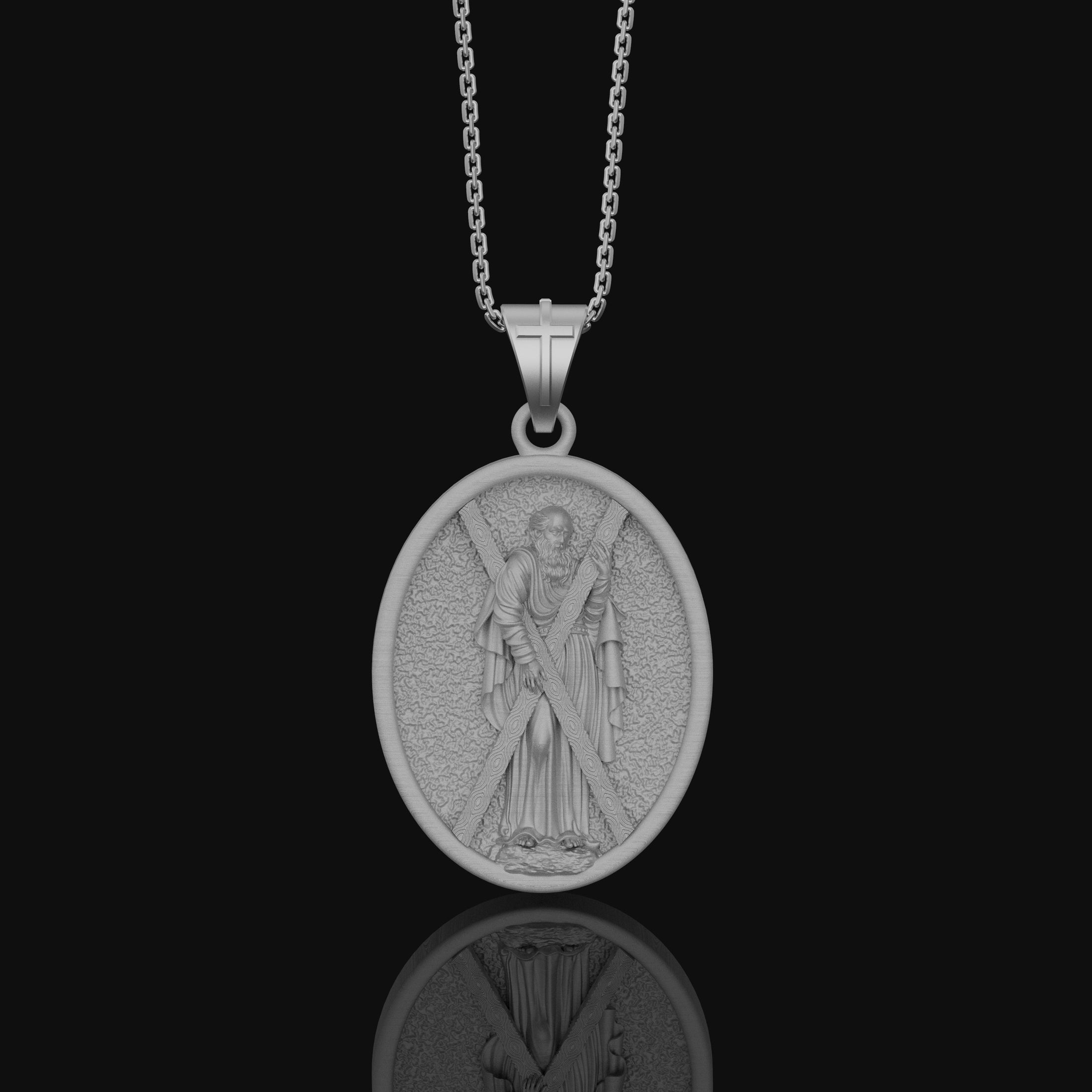 St Andrew Medal, Patron Saint Medal, Andrew The Apostle, Religious Medals Jewelry, Catholic Necklace, Confirmation Gift Polished Matte