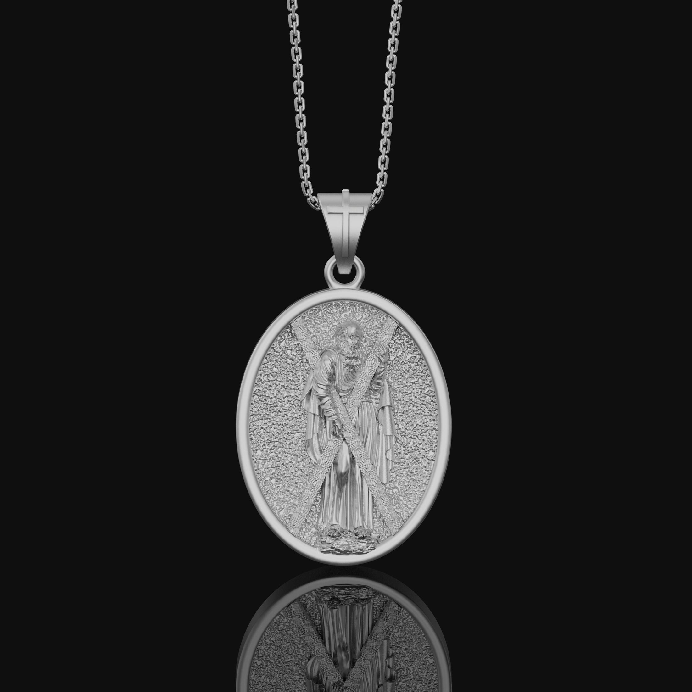 St Andrew Medal, Patron Saint Medal, Andrew The Apostle, Religious Medals Jewelry, Catholic Necklace, Confirmation Gift Polished Finish