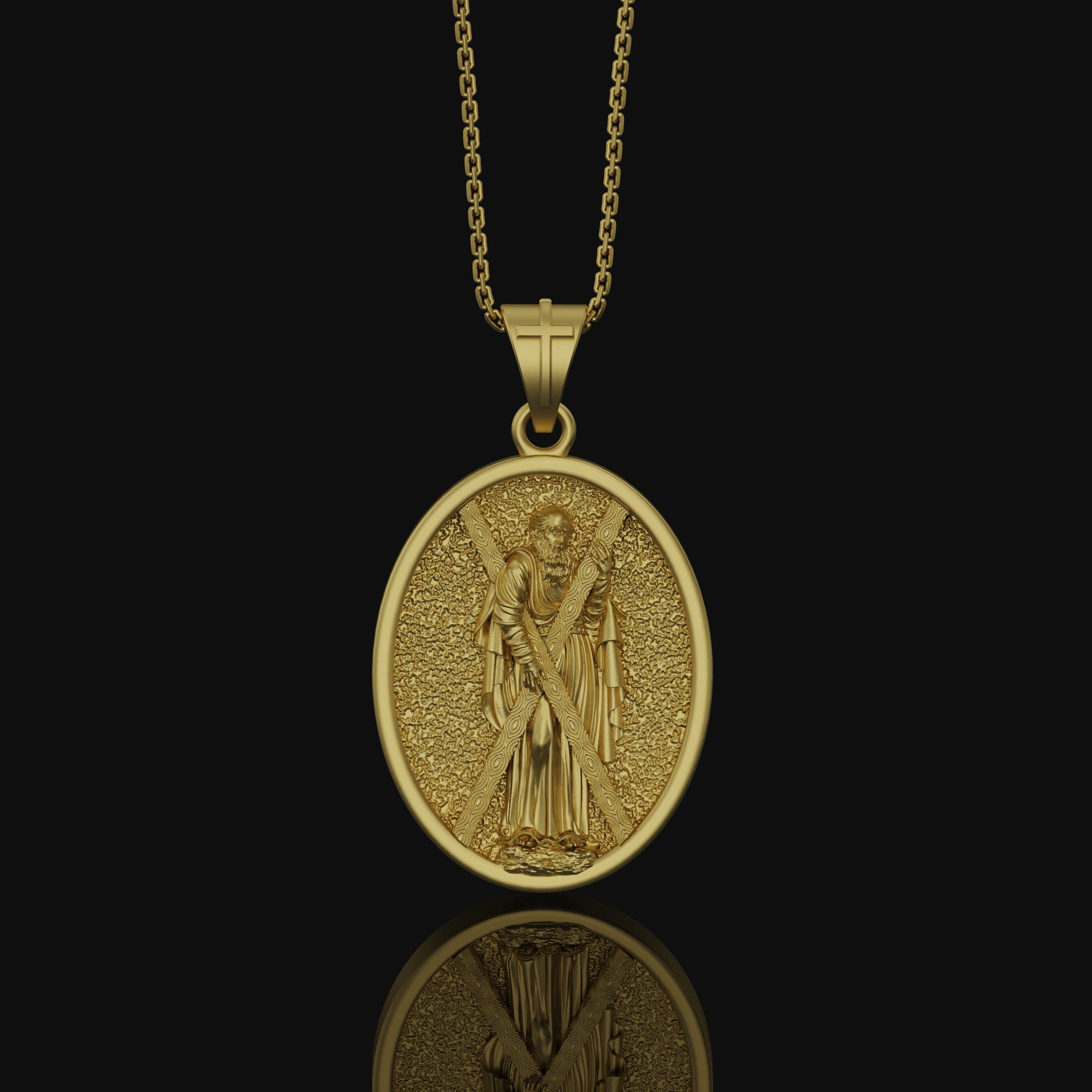 St Andrew Medal, Patron Saint Medal, Andrew The Apostle, Religious Medals Jewelry, Catholic Necklace, Confirmation Gift Gold Finish