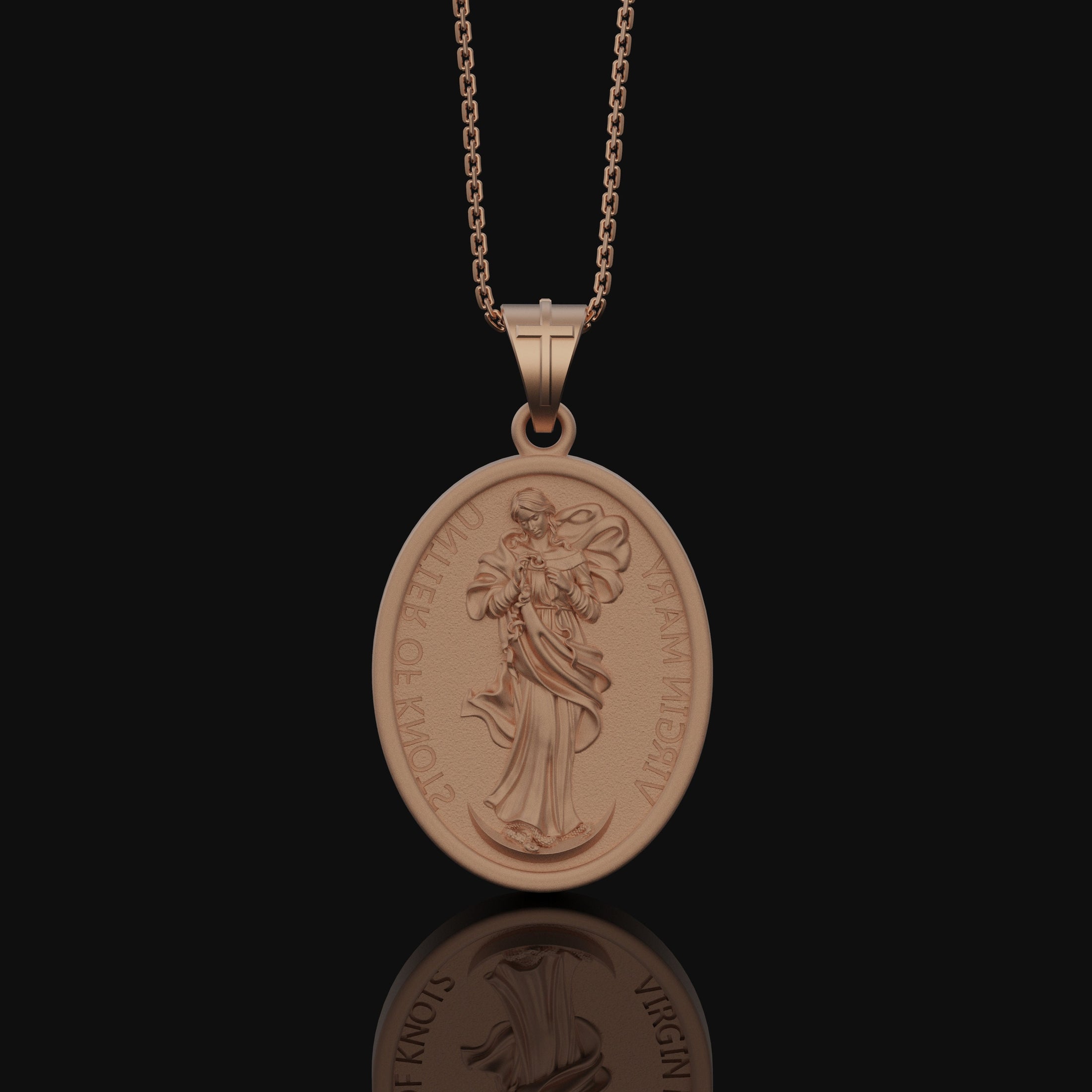 Mary Untier of Knots, Our Lady, Virgin Mary Medal, Virgin Mary, Catholic Gift, Catholic Medals, Confirmation Gift, Christian Jewelry Rose Gold Matte