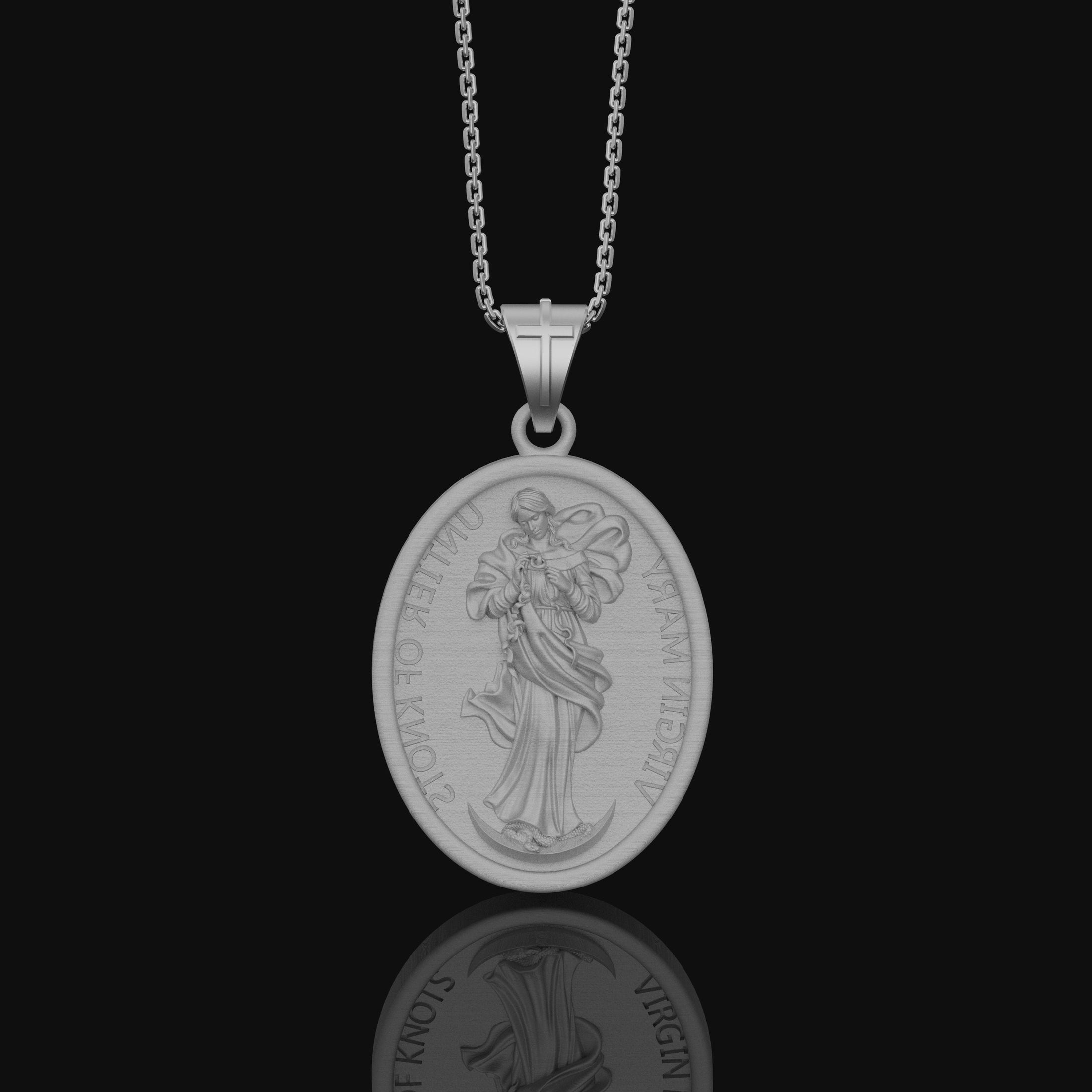 Mary Untier of Knots, Our Lady, Virgin Mary Medal, Virgin Mary, Catholic Gift, Catholic Medals, Confirmation Gift, Christian Jewelry Polished Matte